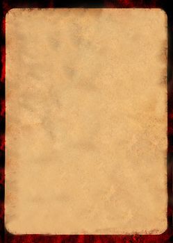 Aged parchment paper yellow brown with burnt edges and spots .Textures or background