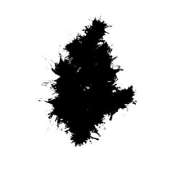Texture splatter of black paint on white paper
