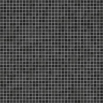 Black and gray mosaic lined with small square pieces of tiles