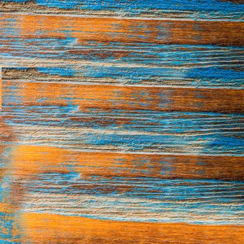 Blue rustic Board walls with remnants of paint