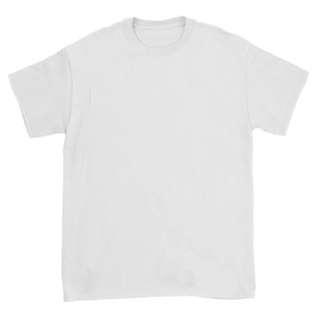 White t-shirt on a white background with a clean surface for advertising
