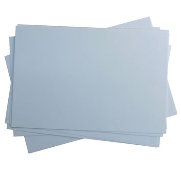 A stack of gray sheets of paper on a white background .Texture or background