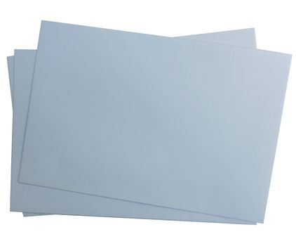 Three sheets of grey paper isolated on a white background.Texture or background