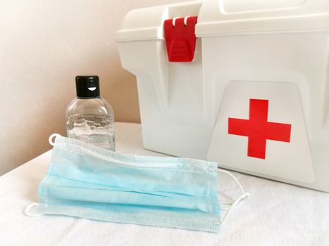 Flu virus prevention surgical mask and hand sanitizer gel for hand protection