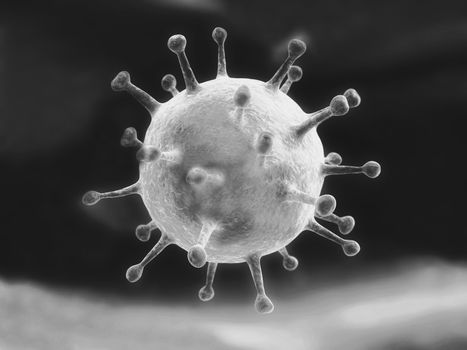 Flu virus complication on the lungs under the microscope close up