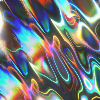 A refractive hologram of curved multi colored lines .Texture or background