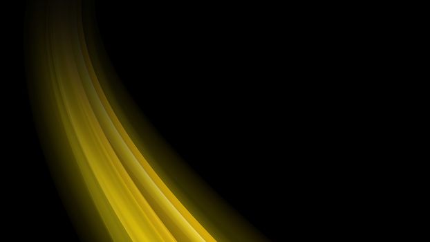 Abstract yellow curved lines on a black background.Texture or background