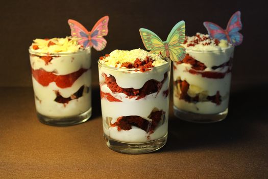 Strawberry flavored ice cream with cupcake filling decorated with strawberry slices