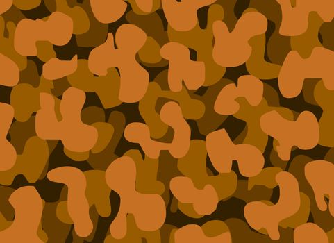 Camouflage orange background textile uniform. cartoon seamless pattern.