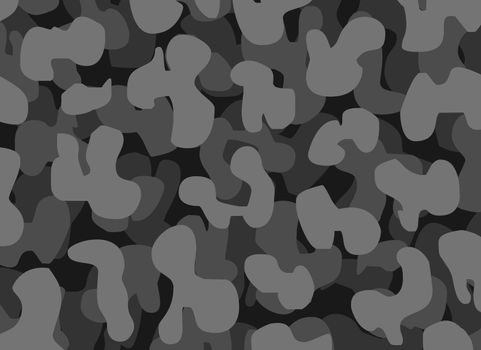 Camouflage gray background textile uniform. cartoon seamless pattern. 2d Illustration jungle dust military camo for war.