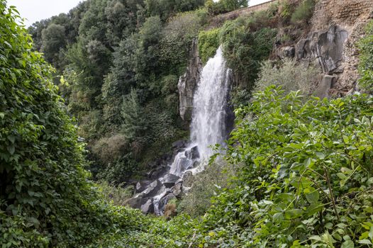 the waterfall of nepi surrounded by greenery in provoncia di rome