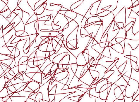 scrawl red on white background. Abstract illustration scribble. children drawing doodles. babies who write. marking text.