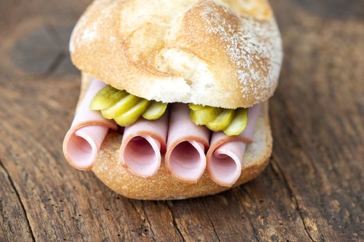 bavarian meatloaf bun on wood