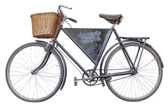 Isolated Vintage Retro Deliveries Bicycle For A Bakery Or Grocery Store With A Blank Sign