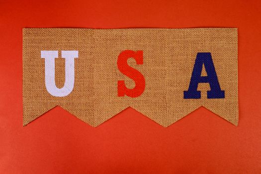 Beautiful letter written banners USA hanging swallowtail flags United States bunting
