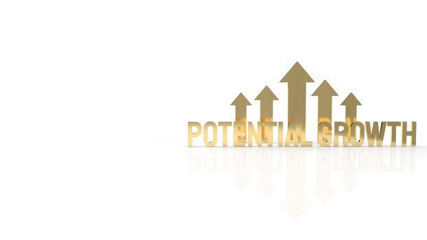 The gold text  potential growth on white background for business content 3d rendering.

