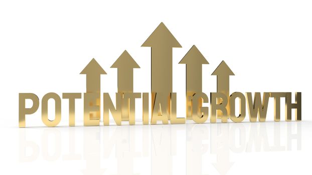 The gold text  potential growth on white background for business content 3d rendering.

