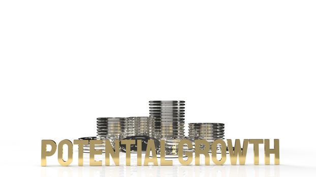 The gold text  potential growth on white background for business content 3d rendering.

