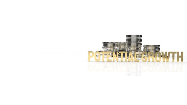 The gold text  potential growth on white background for business content 3d rendering.

