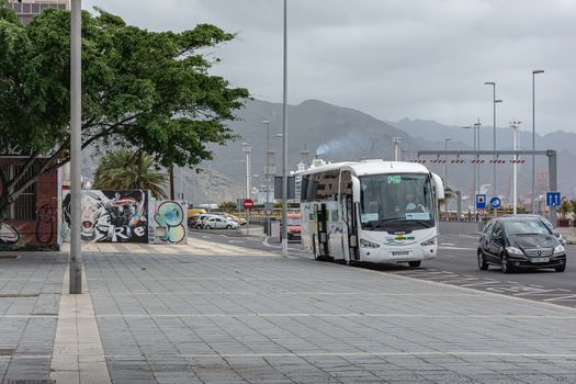 Santa Cruz de Tenerife, Spain - 05/13/2018: tourist bus, stock photo
