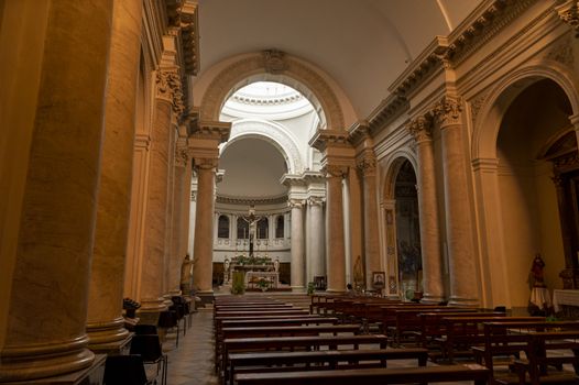 nepi,italy september 26 2020:interior of the church of San Tolomeo in the village of nepi