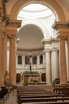 nepi,italy september 26 2020:interior of the church of San Tolomeo in the village of nepi