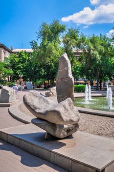 Zaporozhye, Ukraine 07.21.2020. Fountain of life in Zaporozhye, Ukraine, on a sunny summer morning