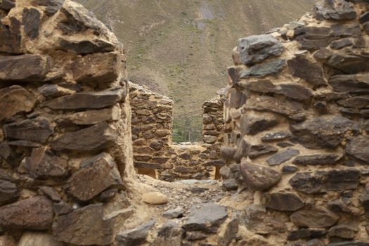 Ollantaytambo, Peru - April 4, 2014: Ollantaytambo Archaeological Site, ruins and constructions of ancient Incas, near the Vilcanota river valley, Peru.