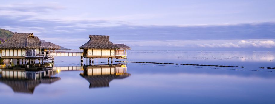 Overwater bungalows in Moorea, French Polynesia