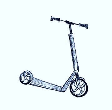 Scooter sketch isolated on white background. Eco alternative transport concept. Han-drawn illustration. 