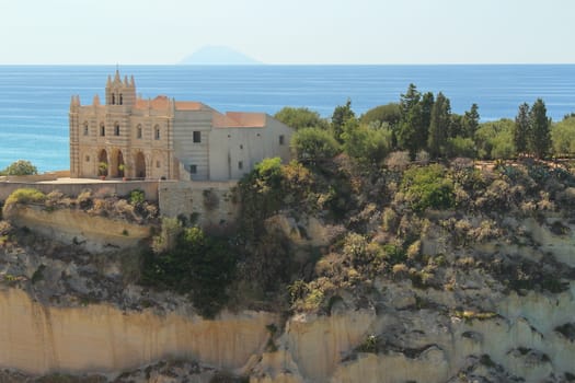 sanctuary located on top of a rock in the tyrrhenian sea