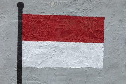 Childish style drawing, of the flag of Poland, painted on a wall.