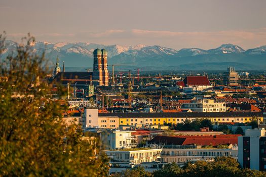 Panorama of the alps with the alps in the background