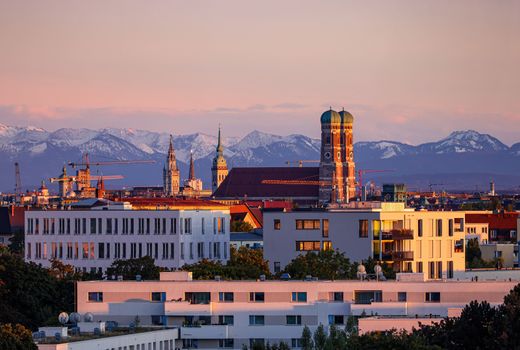 Panorama of the alps with the alps in the background