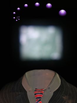 TV ghost. Metaphoric composition. 3D rendering