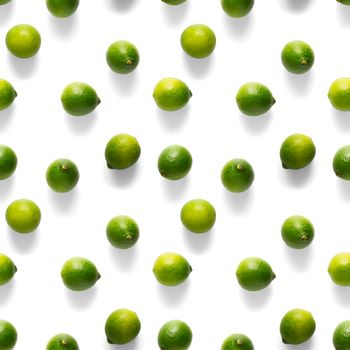 Seamless pattern with green lime. Tropical abstract Seamless pattern background. Fresh ripe Lime on the white background.