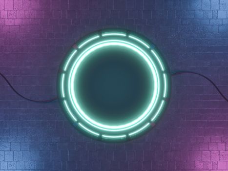 Futuristic Sci Fi Empty Stage neon. 3d rendering