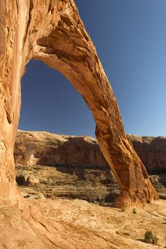 Desert view of Corona Arch, Utah.