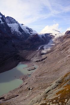 Nice view of Mount Grossglockner and melting glacier in Austria