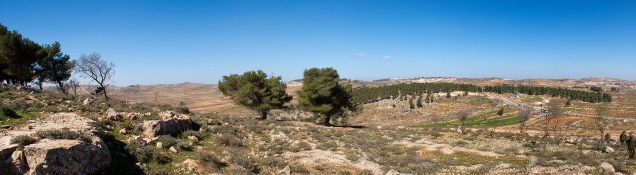 Judea landscape panorama -Jerusalem and Beit Lechem