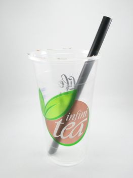 MANILA, PH - SEPT 24 - Infinitea drinking cup with straw on September 24, 2020 in Manila, Philippines.
