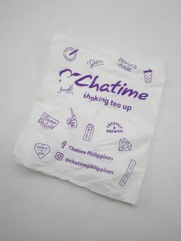 MANILA, PH - SEPT 24 - Chatime tissue paper napkin on September 24, 2020 in Manila, Philippines.