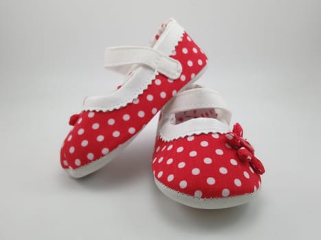 Red polka dots baby shoes foot wear