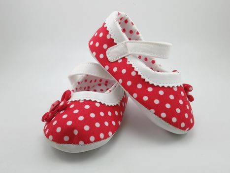 Red polka dots baby shoes foot wear