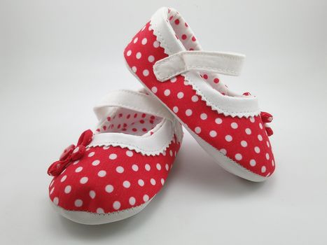 Red polka dots baby shoes foot wear