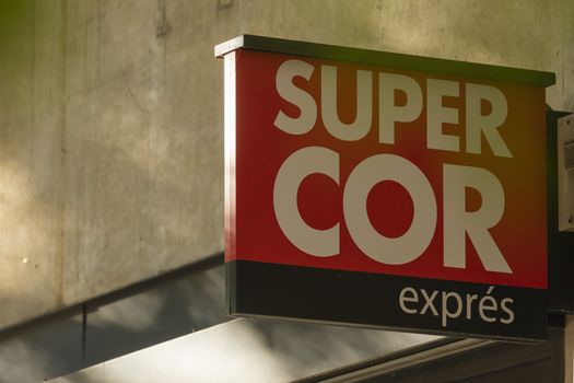 Madrid, Spain - May 18, 2020: Supermarket shop chain, Supercor Exprés, in the Retiro district.