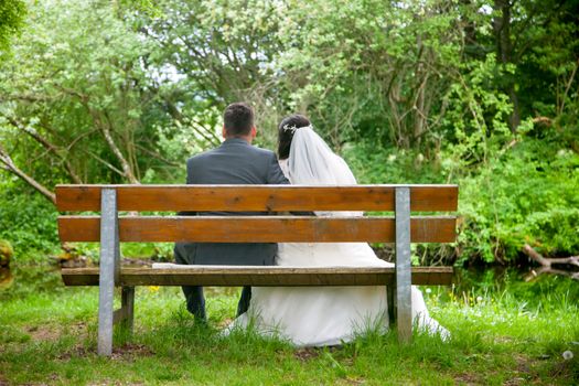 The young wedding couple at a wedding shoot