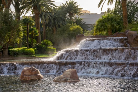 Model waterfall built to decorate buildings, places like hotels or resorts.