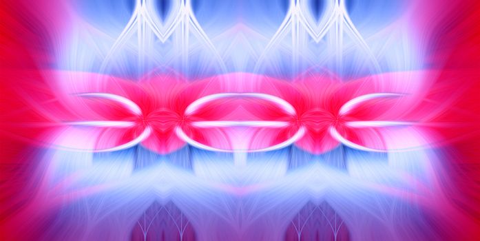 Beautiful abstract intertwining shapes of various colors. Abstract background and wallpaper. Shapes look like flame and hearts. Banner size.