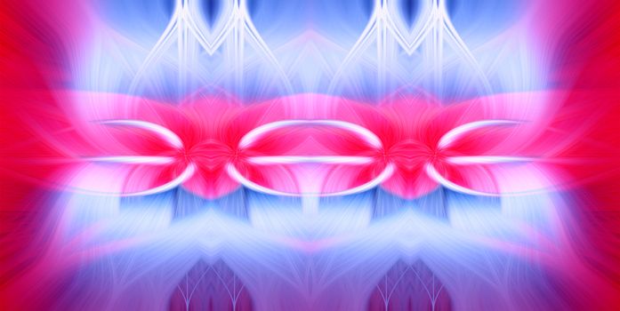 Beautiful abstract intertwining shapes of various colors. Abstract background and wallpaper. Shapes look like flame and hearts. Banner size.